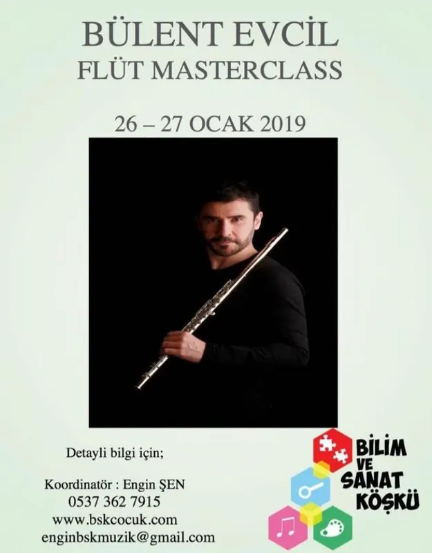 Bülent Evcil Flüt Masterclass afişi, 26-27 Ocak 2019